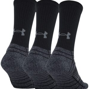 Under Armour Adult Elevated Performance Crew Socks, 3-Pairs, Black, Large