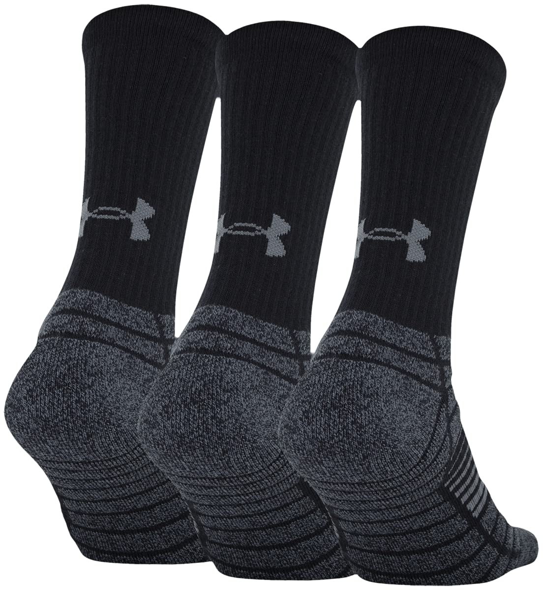 Under Armour Adult Elevated Performance Crew Socks, 3-Pairs, Black, Large