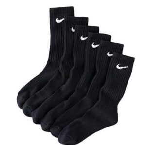 nike mens moisture wicking crew socks - 6 pack/black