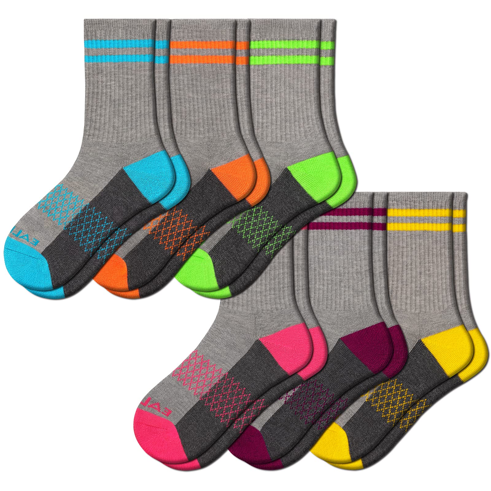 eallco Womens Crew Socks Athletic Calf Work Socks Running Long Cushioned Sole Socks 6 Pairs