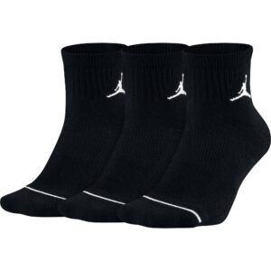 jordan jumpman quarter 3 pair men's socks black/white sx5544-010 (size s)