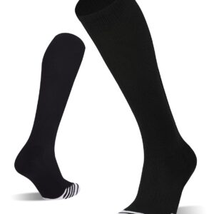 FITRELL 2 Pack Baseball Socks Soccer Softball Socks for Kids Youth Men & Women Over-the-Calf Knee High Socks, Black, Small