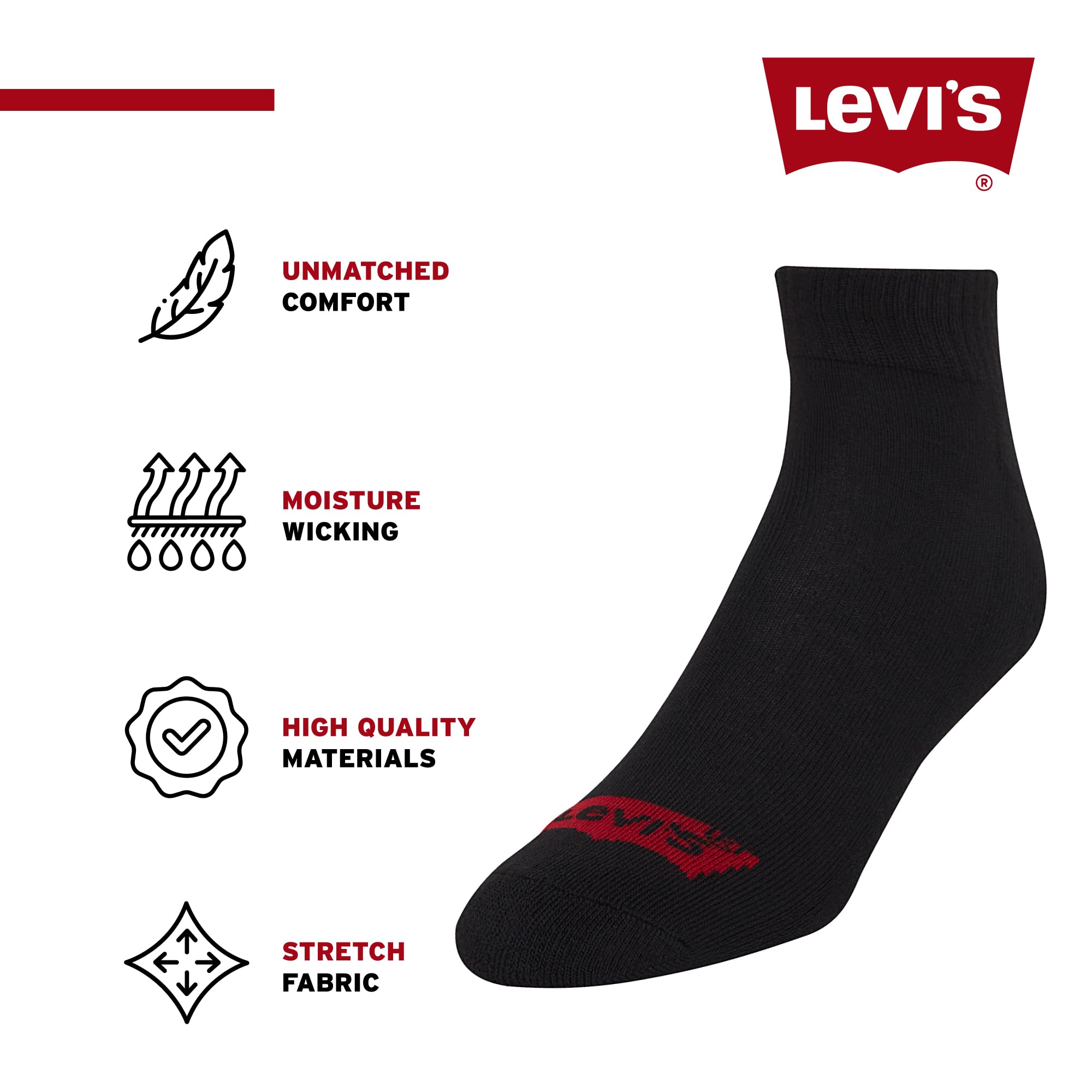 Levi's Mens Socks 8 Pairs Crew Low Cut No Show Quarter Ankle Socks for Men Premium Athletic Men's Socks Size 8-10