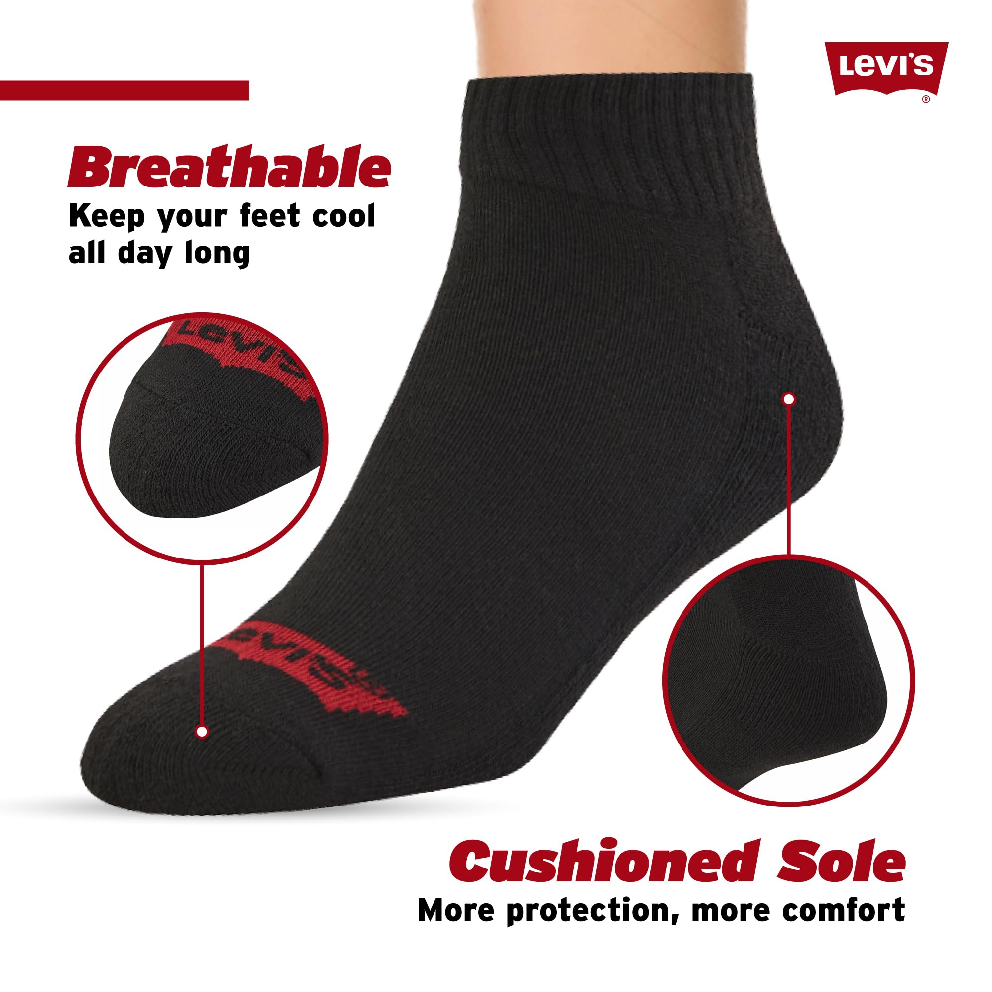 Levi's Mens Socks 8 Pairs Crew Low Cut No Show Quarter Ankle Socks for Men Premium Athletic Men's Socks Size 8-10