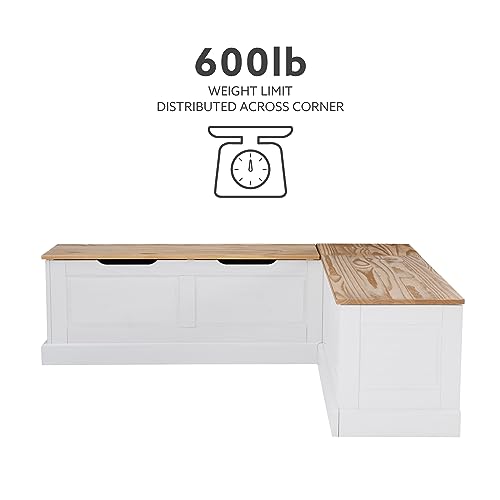 Linon Natural and White 2 Tone Backless Corner Breakfast, Table is NOT Included Harris Nook