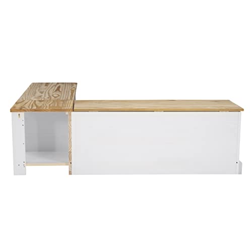 Linon Natural and White 2 Tone Backless Corner Breakfast, Table is NOT Included Harris Nook