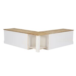 Linon Natural and White 2 Tone Backless Corner Breakfast, Table is NOT Included Harris Nook