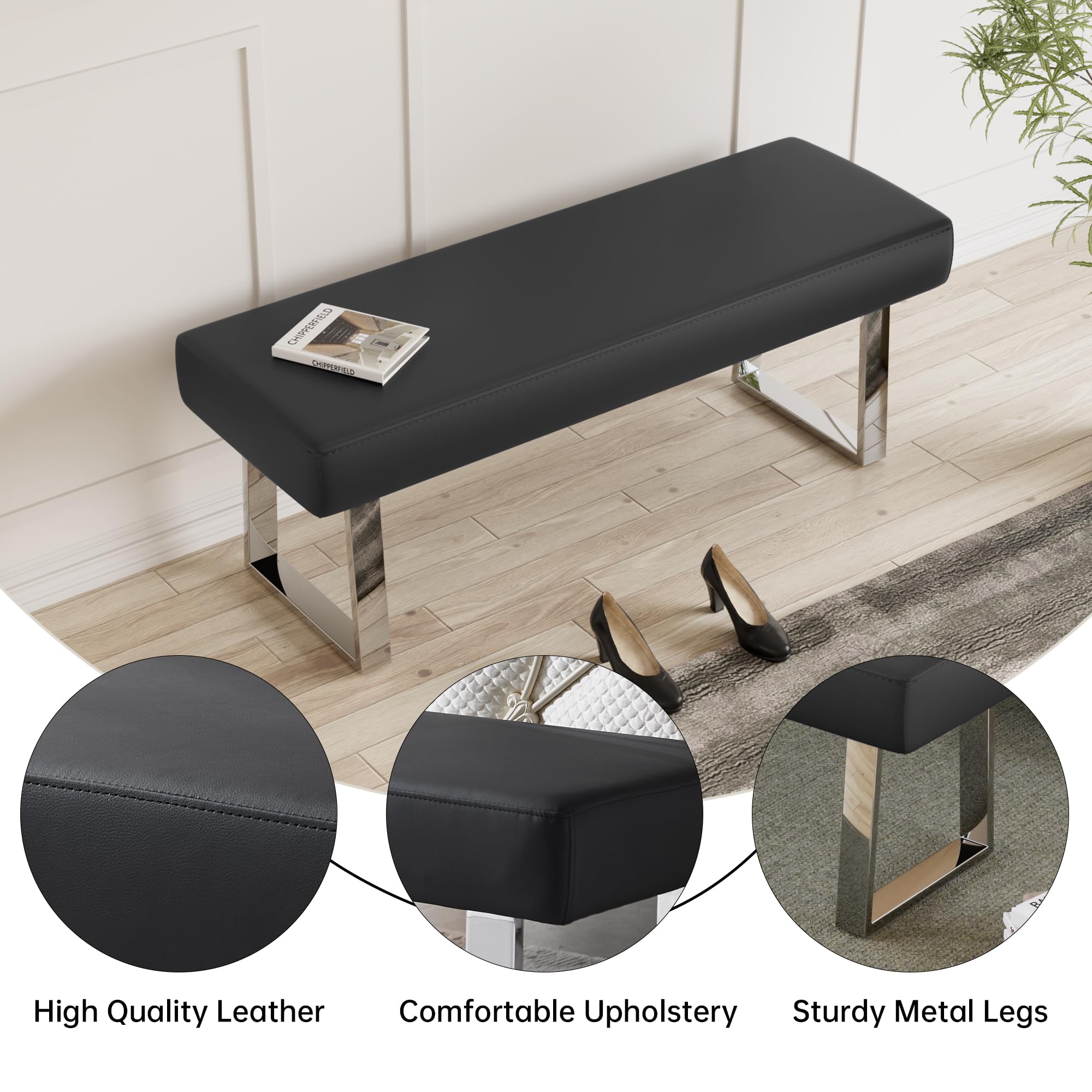 jiexi Bedroom Bench Bed end upholstered Bench Indoor Corner Small Bench Kitchen Bench with Metal Legs,for entryway Dining Room and Living Room Window,Plant Bench,Footstool