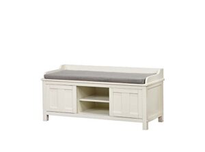 linon lakeville white storage bench gray