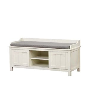 Linon Lakeville White Storage Bench Gray