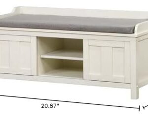 Linon Lakeville White Storage Bench Gray