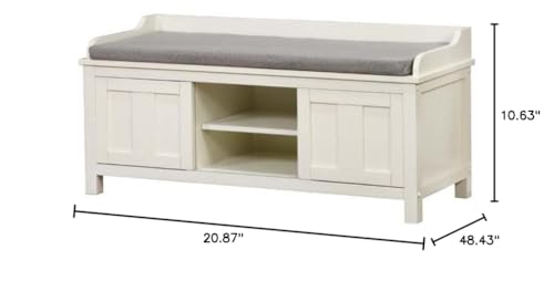 Linon Lakeville White Storage Bench Gray