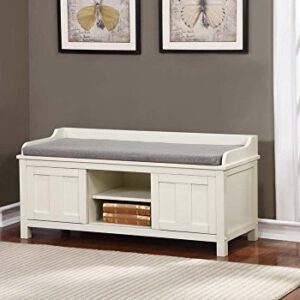 Linon Lakeville White Storage Bench Gray