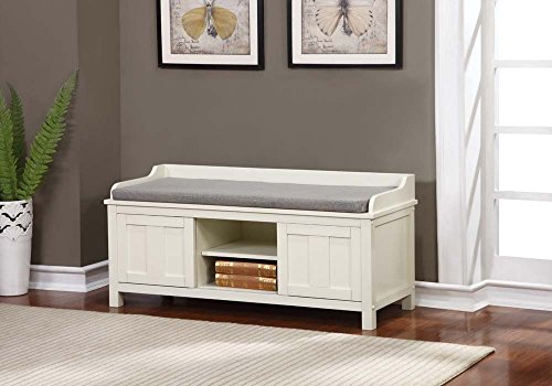 Linon Lakeville White Storage Bench Gray