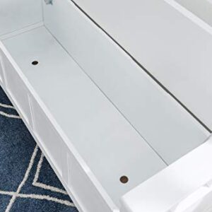 Linon White Bench Cynthia Flip-Top Lid and Hidden Storage Space