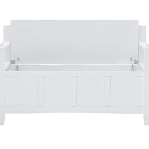 Linon White Bench Cynthia Flip-Top Lid and Hidden Storage Space