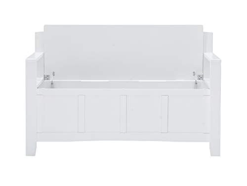 Linon White Bench Cynthia Flip-Top Lid and Hidden Storage Space