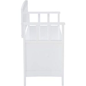 Linon White Bench Cynthia Flip-Top Lid and Hidden Storage Space