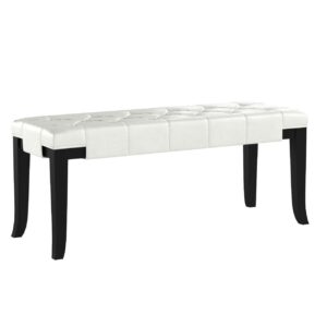 Roundhill Furniture Linon Faux Leather Tufted Bench, White