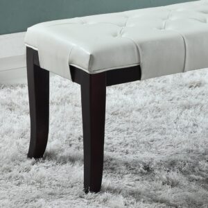 Roundhill Furniture Linon Faux Leather Tufted Bench, White