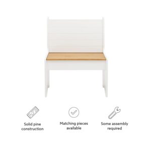 Linon Delk Wood 2 Tone Small Back Rest Bench in Honey and White