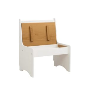 Linon Delk Wood 2 Tone Small Back Rest Bench in Honey and White