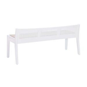 Linon Memphis Wood Cane Bench with Padded Seat in White