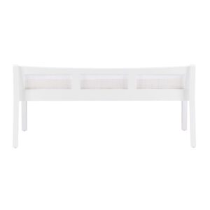 Linon Memphis Wood Cane Bench with Padded Seat in White