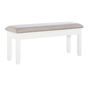 powell furniture linon jane wood dining bench in smokey white and gray