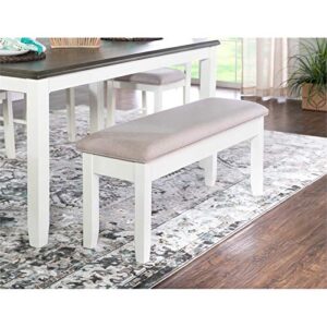 Powell Furniture Linon Jane Wood Dining Bench in Smokey White and Gray