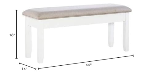 Powell Furniture Linon Jane Wood Dining Bench in Smokey White and Gray