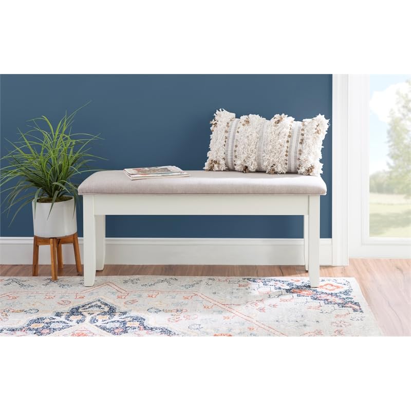 Powell Furniture Linon Jane Wood Dining Bench in Smokey White and Gray