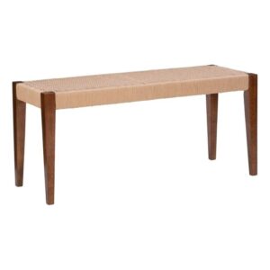 powell furniture linon patty wood and rope dining bench in brown