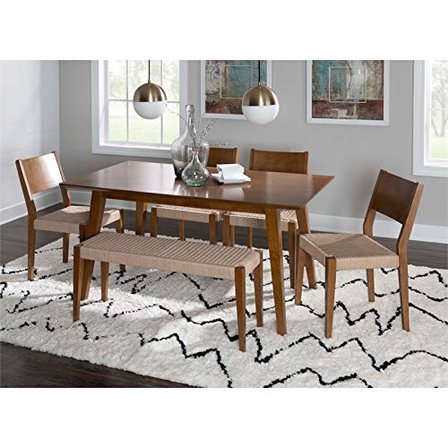 Powell Furniture Linon Patty Wood and Rope Dining Bench in Brown