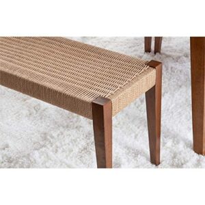 Powell Furniture Linon Patty Wood and Rope Dining Bench in Brown