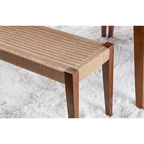 Powell Furniture Linon Patty Wood and Rope Dining Bench in Brown