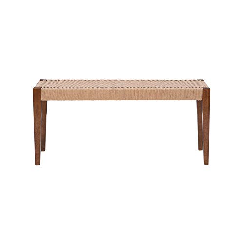 Powell Furniture Linon Patty Wood and Rope Dining Bench in Brown