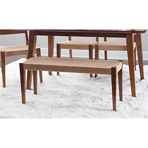 Powell Furniture Linon Patty Wood and Rope Dining Bench in Brown