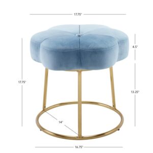 Linon Light Blue and Gold Vanity and Accent Talulah Stool