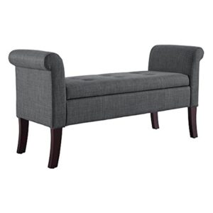 linon indie storage charcoal bench - color:charcoal charcoal