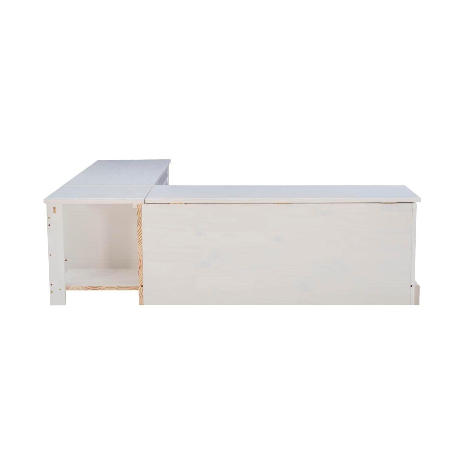 Linon White Backless Nook Harris Solid Pine Interior Storage