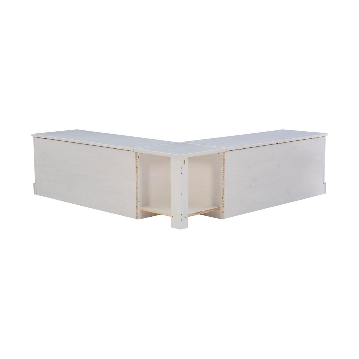 Linon White Backless Nook Harris Solid Pine Interior Storage