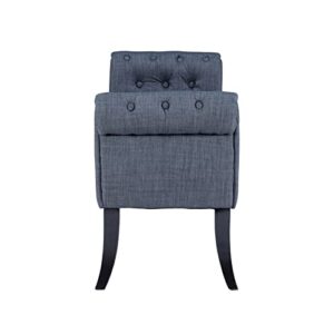 Linon Laurel Wood Upholstered Roll Arm Bench in Gray