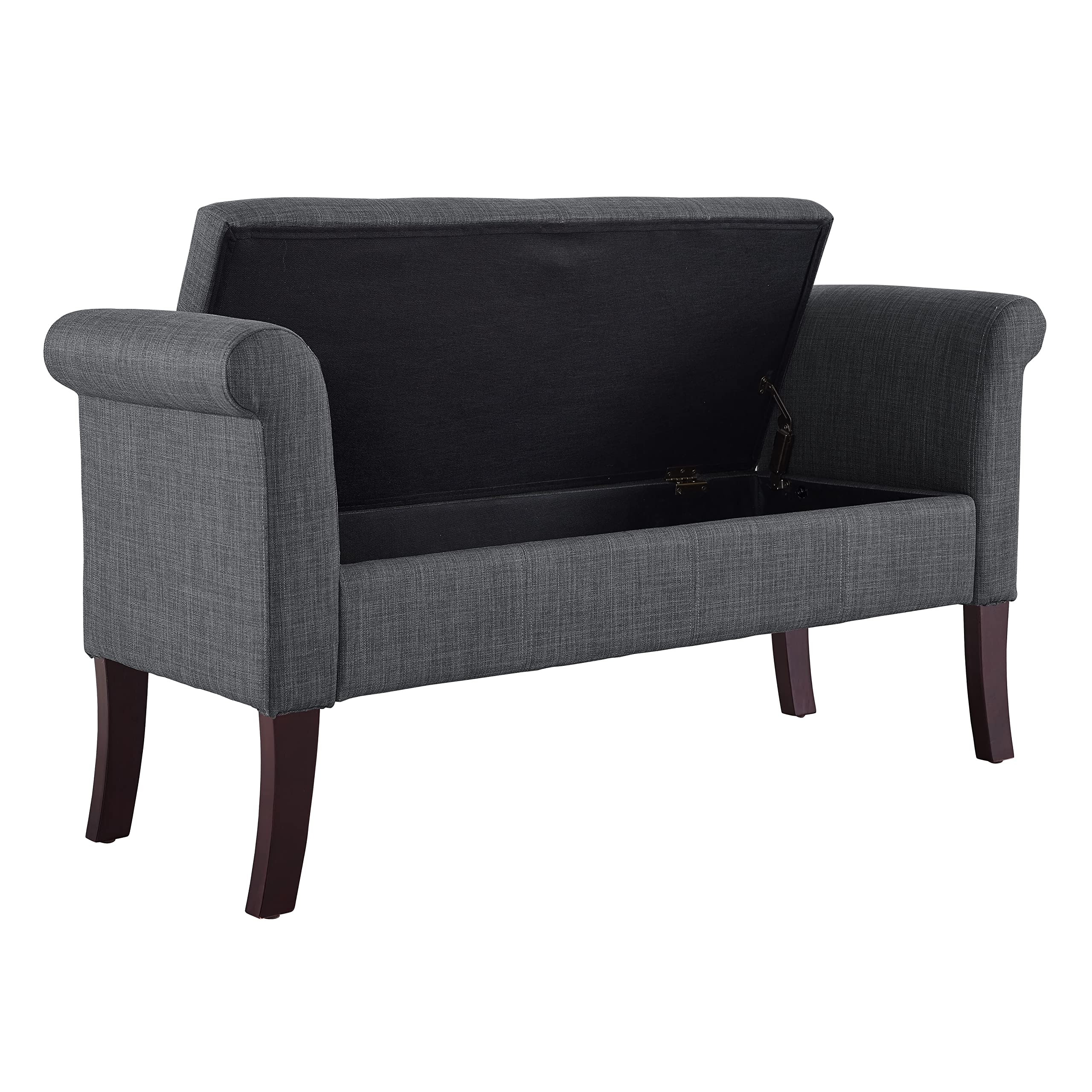 Linon Ivy Charcoal Storage Bench