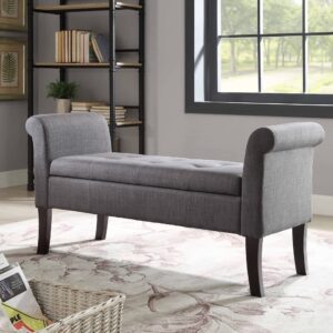 Linon Ivy Charcoal Storage Bench