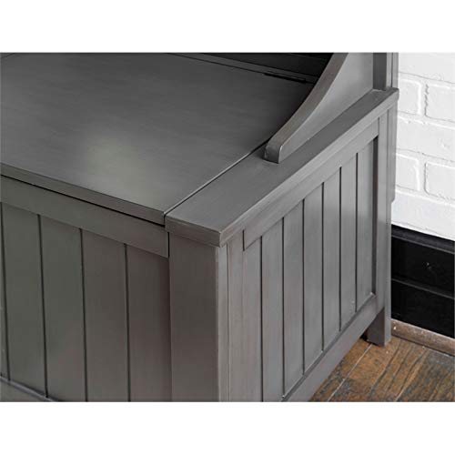 Powell Linon Elliana Wood and Mirror Entryway Hall Tree Bench in Gray