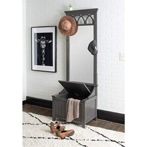 Powell Linon Elliana Wood and Mirror Entryway Hall Tree Bench in Gray