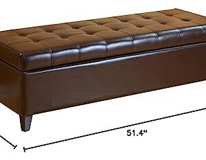 DECO DE VILLE Storage Ottoman, 51 Inch Storage Bench, PU Leather Ottoman Bench for Living Room, Bedroom and Entryway,Brown