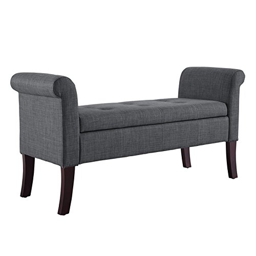 Linon Kadie Storage Wood Upholstered Bench in Gray