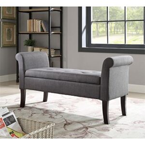 Linon Kadie Storage Wood Upholstered Bench in Gray